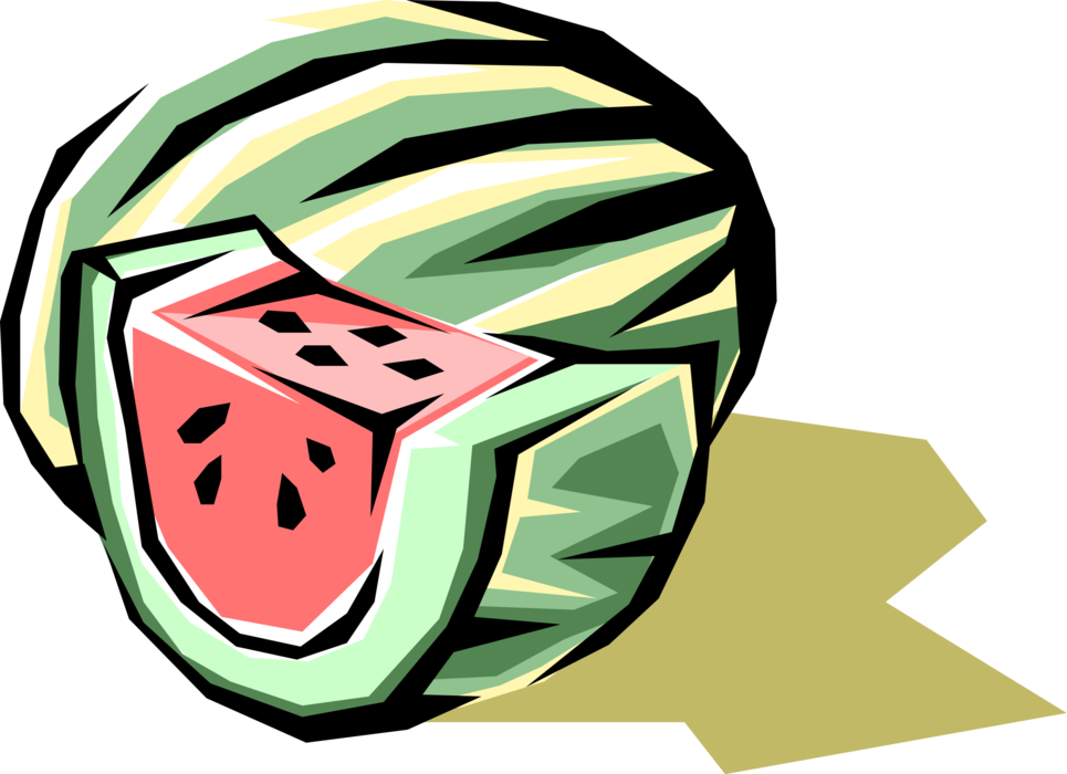 Vector Illustration of Sliced Watermelon Melon Fruit