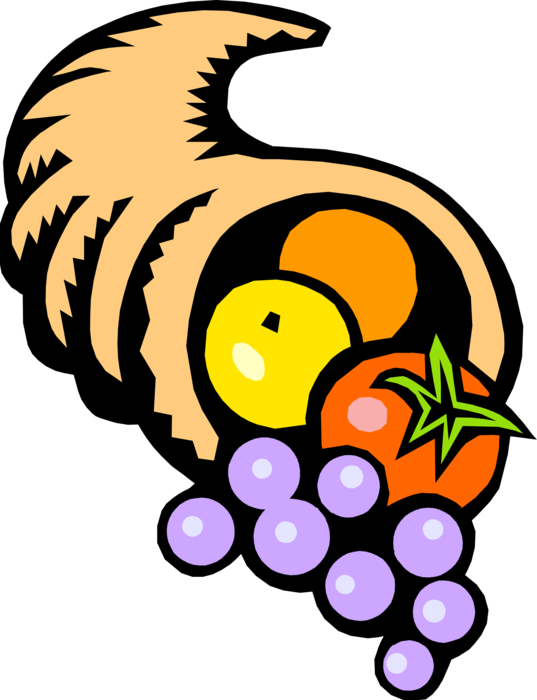 Vector Illustration of Cornucopia Horn of Plenty with Fall Harvest of Abundance
