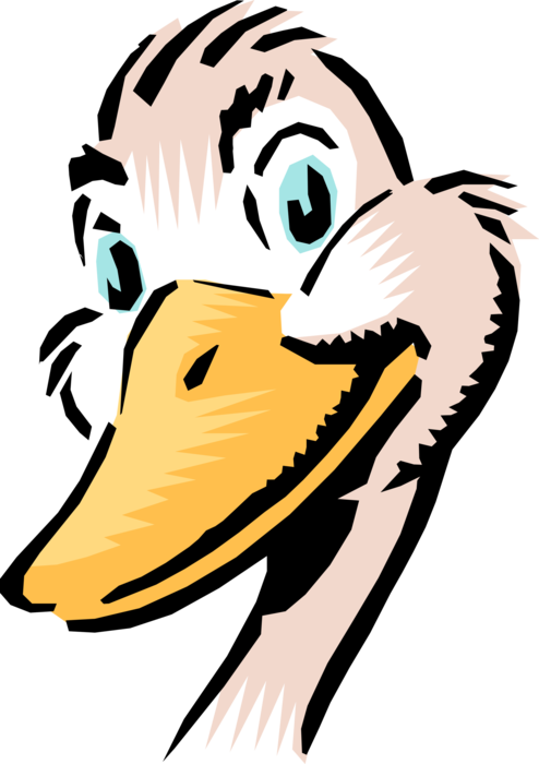 Vector Illustration of Cartoon Duck Bird Head