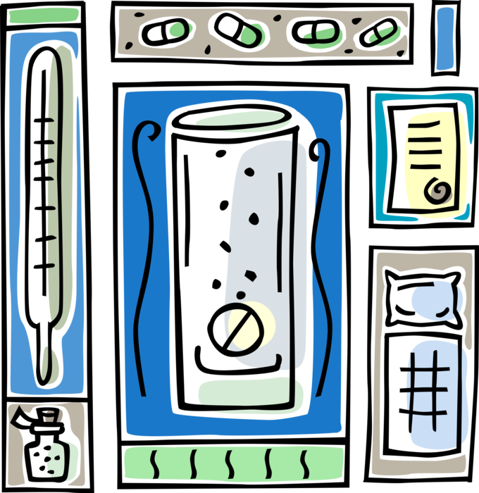 Vector Illustration of Hospital Prescription Medicine Drug Medication with Thermometer