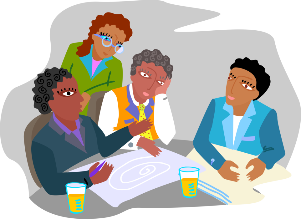 Vector Illustration of Office Boardroom Meeting with Colleagues