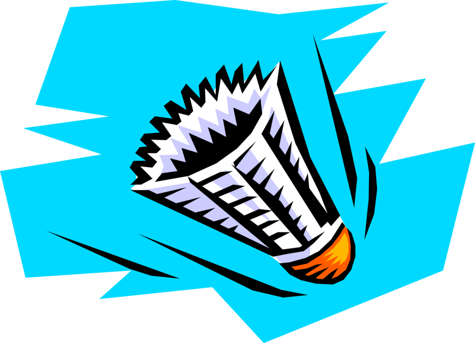 Vector Illustration of Shuttlecock Birdie Struck by Badminton Racket