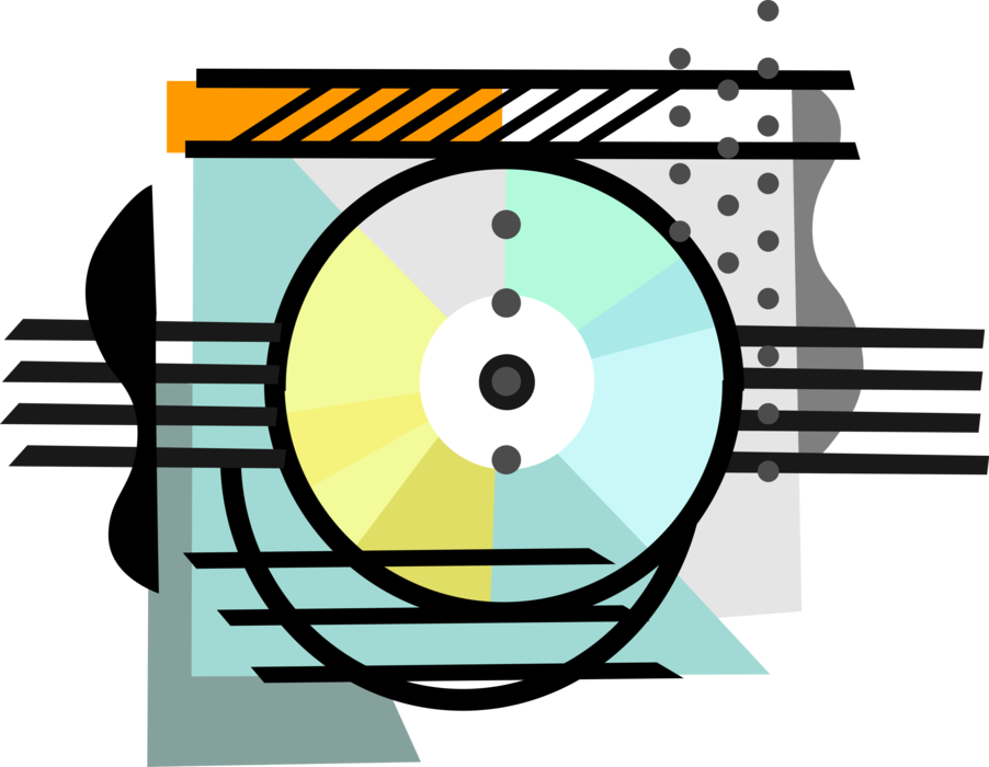 Vector Illustration of Multimedia DVD and CD ROM Compact Disc Data Disk Storage