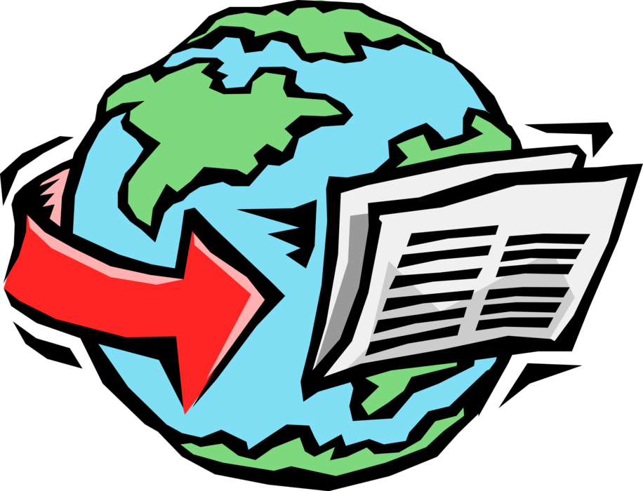 Vector Illustration of Newswire International News From Around the World