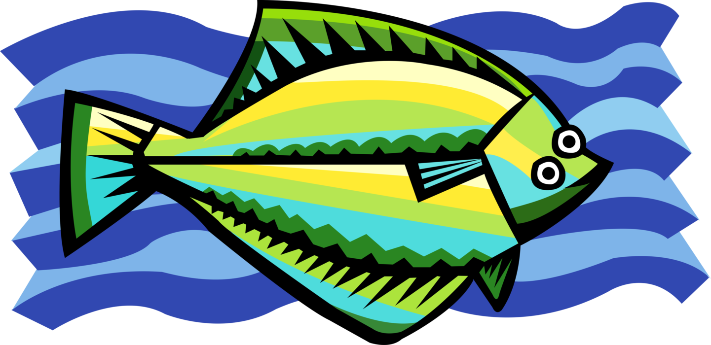 Vector Illustration of Aquatic Marine Flatfish Swimming
