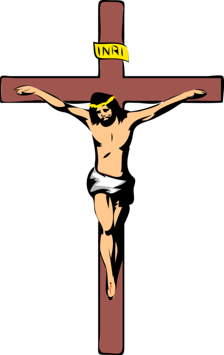 Vector Illustration of Jesus Christ Crucified on the Cross Symbol of Christianity and Religious Faith