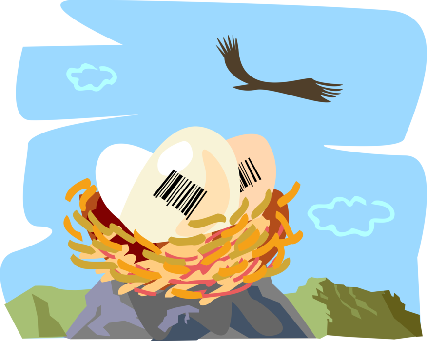 Vector Illustration of Eagle's Nest with Eggs with UPC Code Markings