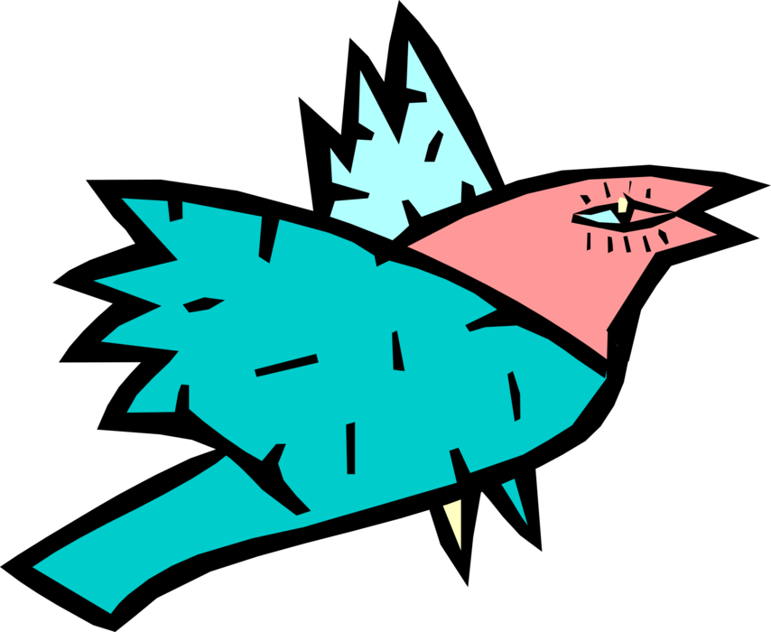 Vector Illustration of Feathered Bird in Flight