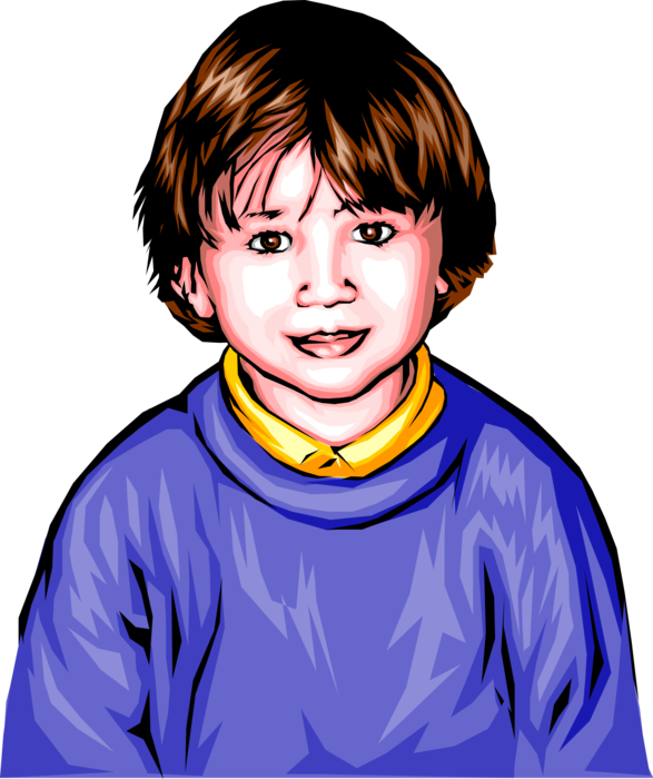 Vector Illustration of Young Boy in Blue Sweater