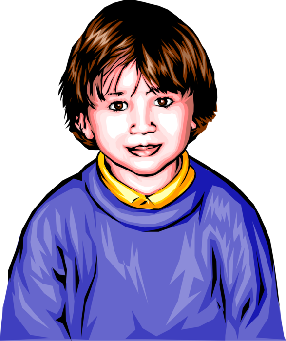 Vector Illustration of Young Boy in Blue Sweater