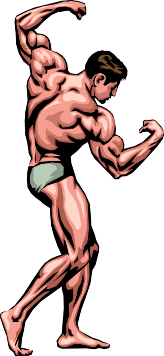 Vector Illustration of Bodybuilder Strongman Muscle Man Posing in Competition