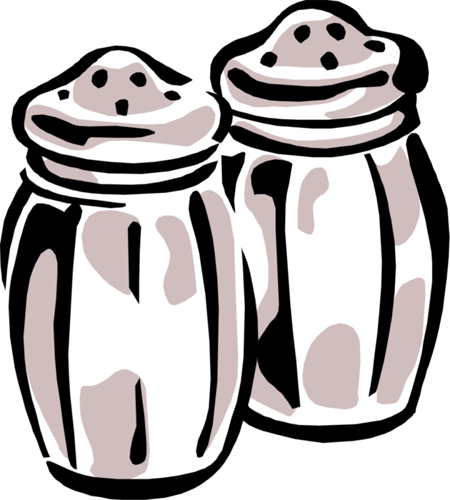 Vector Illustration of Salt and Pepper Shakers Dispense Condiments