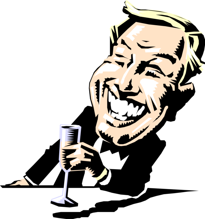 Vector Illustration of Male with Champagne Glass Toasting