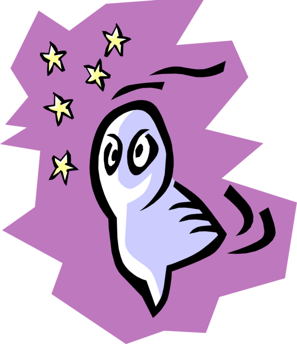 Vector Illustration of Halloween Goblin Ghost Phantom, Apparition, Spirit, Spook is Confused