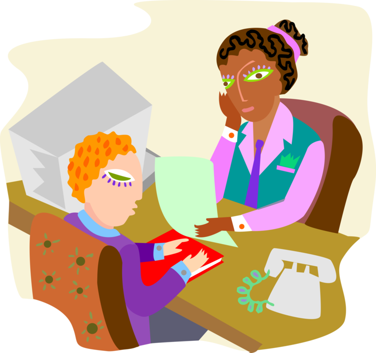 Vector Illustration of Business Meeting, Man and Woman Discussing