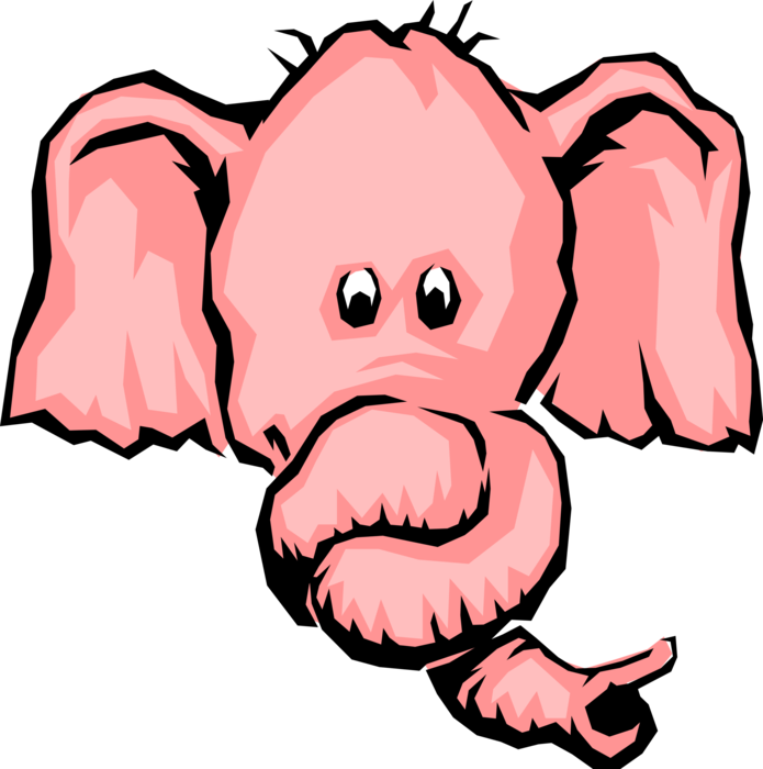 Vector Illustration of Pink Elephant with Trunk Tied