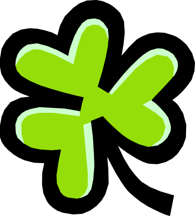 Vector Illustration of St. Patrick's Day Lucky Green Four-Leaf Clover Shamrock