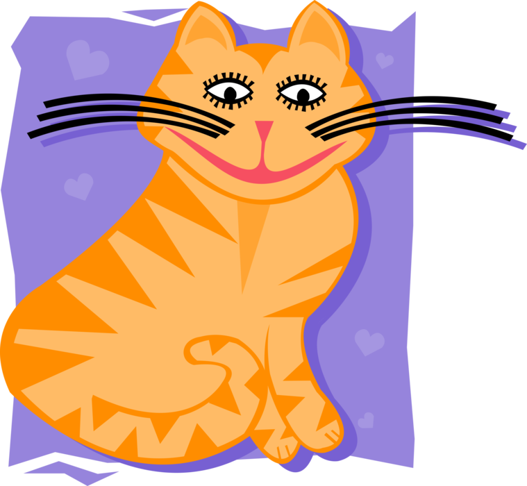 Vector Illustration of Small Domesticated Family Pet Kitten Cat