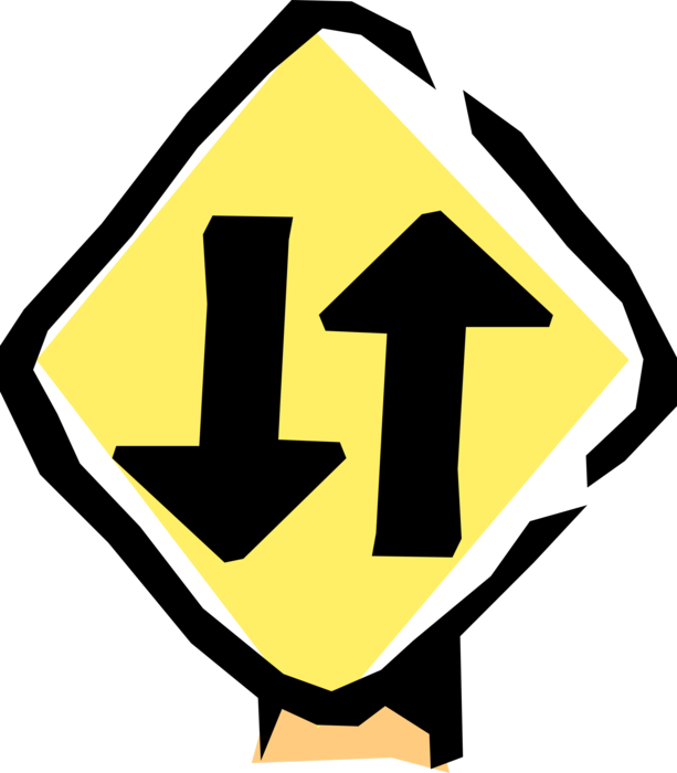 Vector Illustration of Two-Way Traffic Highway or Road Sign
