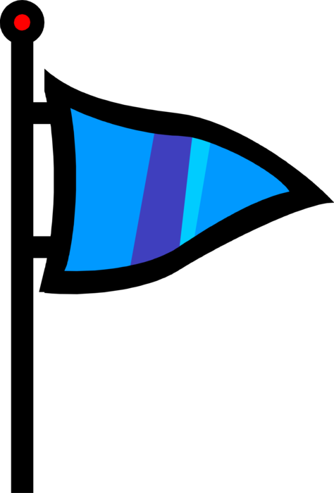 Vector Illustration of Blue Flag on Pole