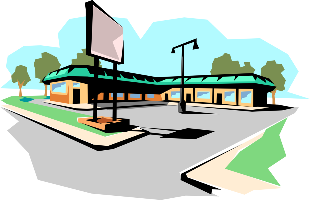 Vector Illustration of Strip Mall Retail Shopping Center