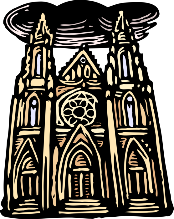 Vector Illustration of St Vitus Gothic Cathedral, Prague, Czech Republic