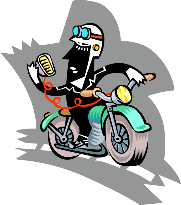 Vector Illustration of Traffic Cop Police Officer Policeman on Motorcycle 