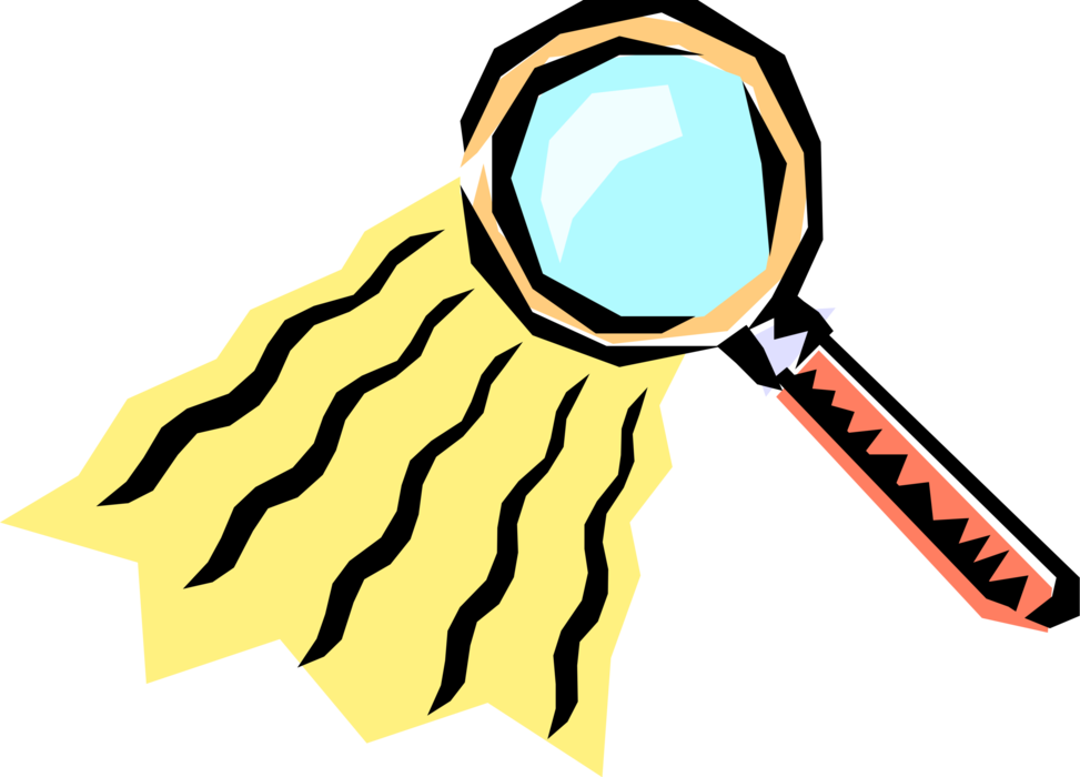 Vector Illustration of Magnification Through Convex Lens Magnifying Glass