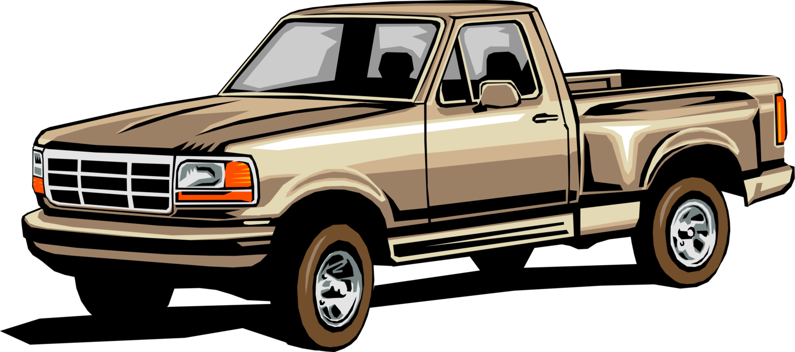 Vector Illustration of Pickup Truck or Light Duty Truck with Open Cargo Area
