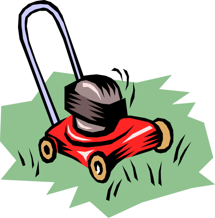 Vector Illustration of Yard Work Lawn Mower Cuts Grass