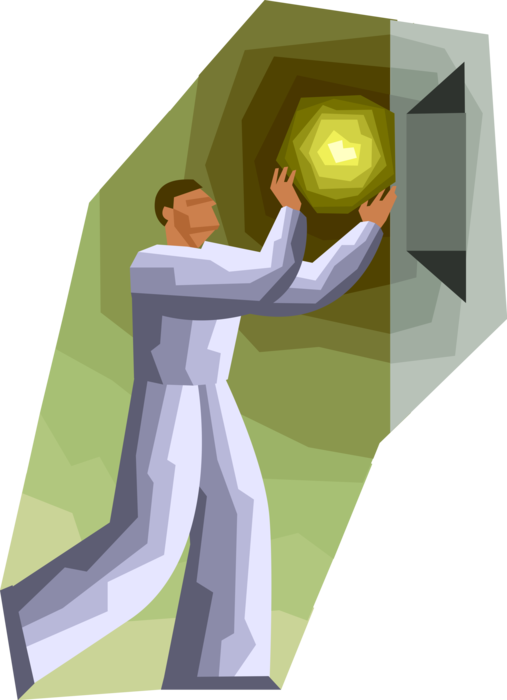 Vector Illustration of Businessman Holding Bright Light