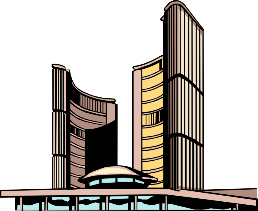 Vector Illustration of Urban Metropolitan City Hall, Toronto, Canada