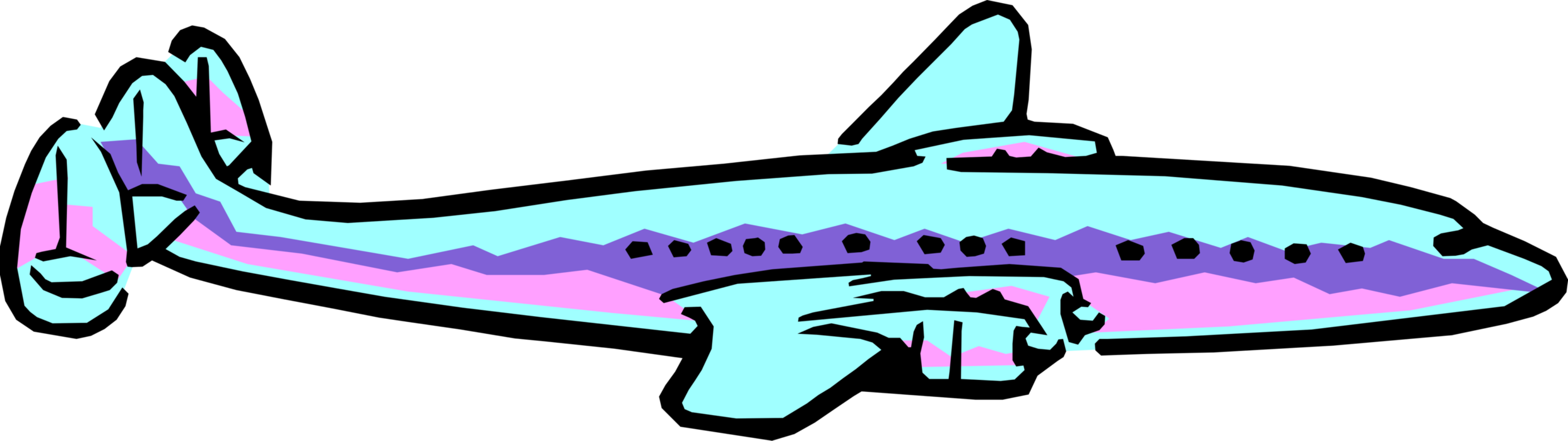 Vector Illustration of Propeller Driven Passenger Plane Airplane in Flight