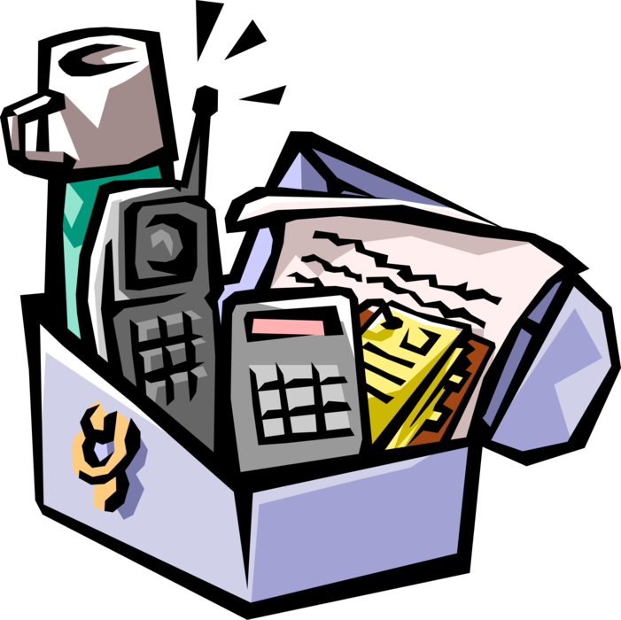 Vector Illustration of Executive Businessman's Lunch Pail or Lunch Box with Phone and Work