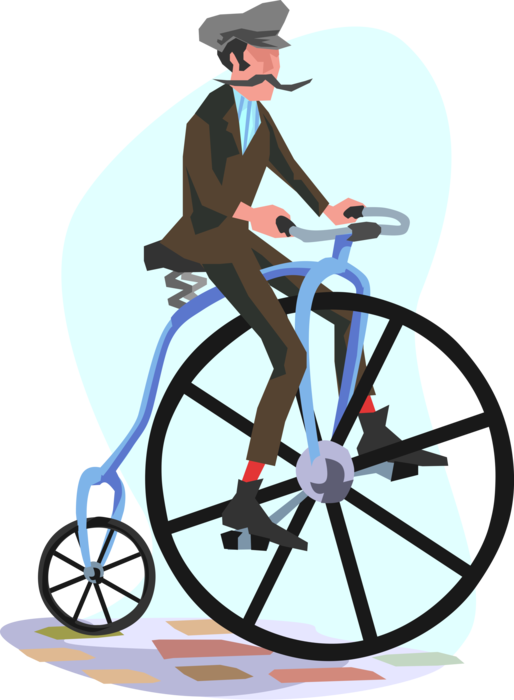 Vector Illustration of Old Fashioned Antique Penny-Farthing First Machine to be Called "Bicycle"