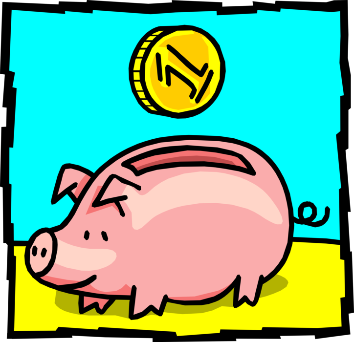 Vector Illustration of Piggy Bank Money Coin Container used by Children Teaches Thrift and Savings