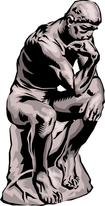 Vector Illustration of The Thinker Bronze Sculpture by Auguste Rodin French Sculptor Father of Modern Sculpture