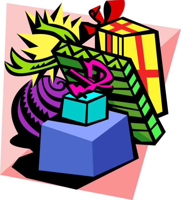 Vector Illustration of Festive Season Christmas Presents and Gifts