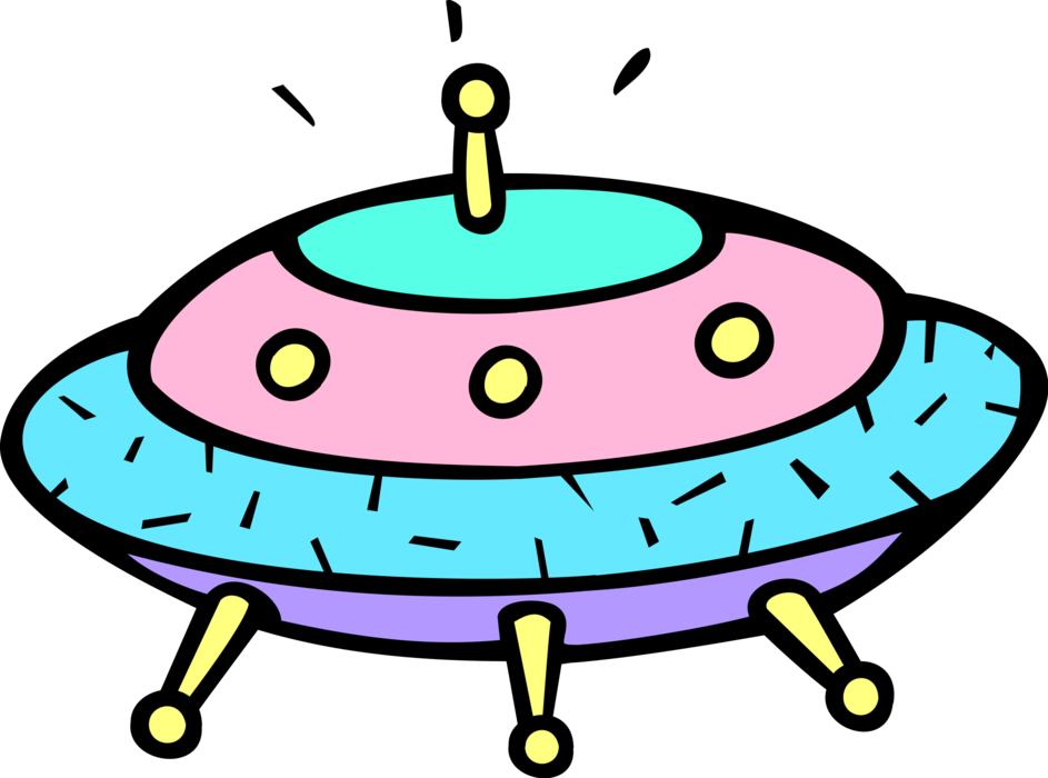 Vector Illustration of UFO Flying Saucer Outer Space Extraterrestrial Spaceship Unidentified Flying Object