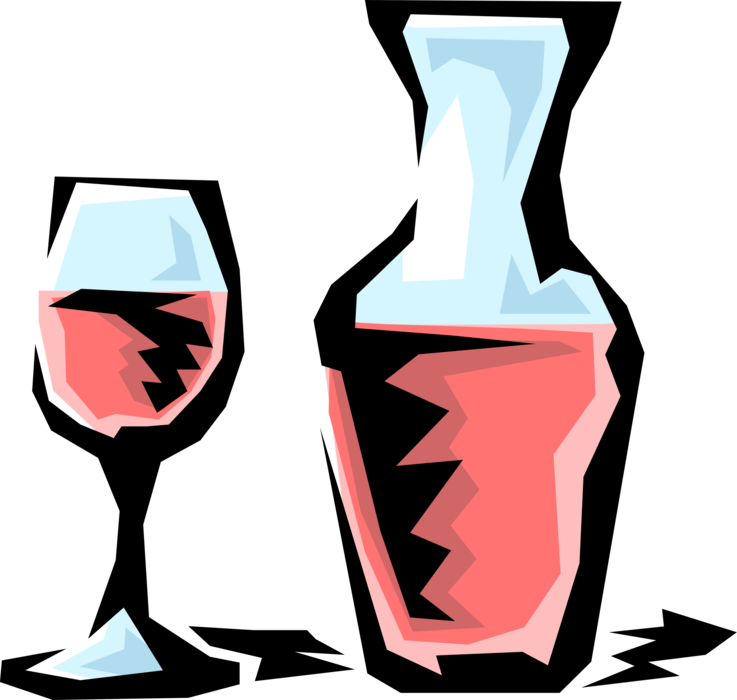 Vector Illustration of Carafe of Red Wine Alcohol Beverage