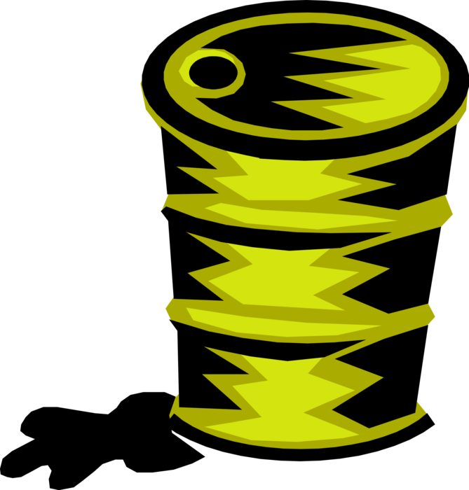 Vector Illustration of Toxic Chemicals Spilling from Barrel or Oil Drum