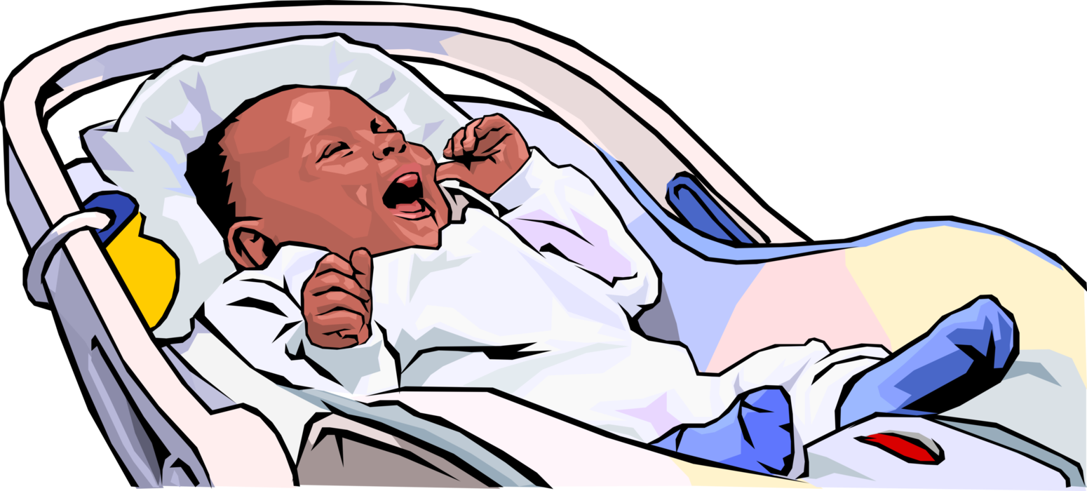 Vector Illustration of Newborn Infant Baby in Basket
