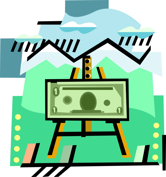 Vector Illustration of Portrait of Money Dollar on Artist Easel