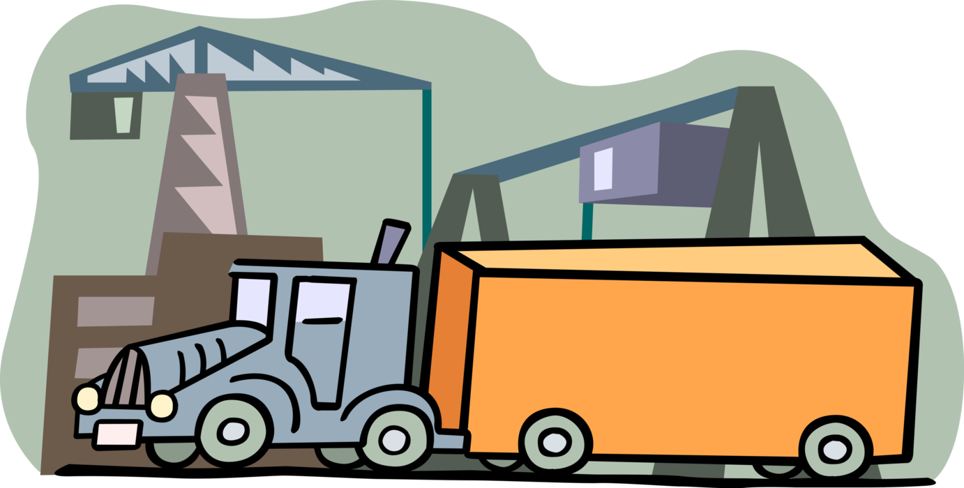 Vector Illustration of Commercial Shipping and Delivery Transport Truck Vehicles