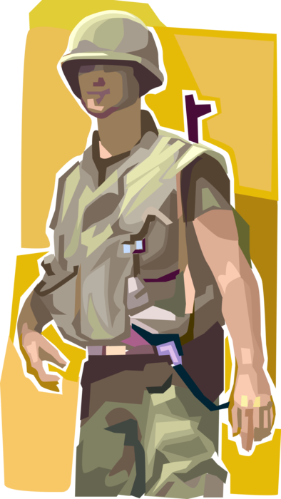 Vector Illustration of Military Soldier on Patrol