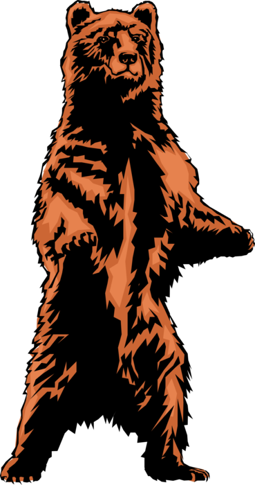 Vector Illustration of Grizzly Bear Standing on Hind Legs