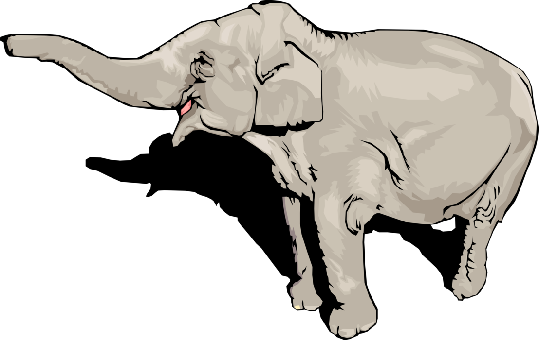 Vector Illustration of African Elephant Blowing Its Trunk