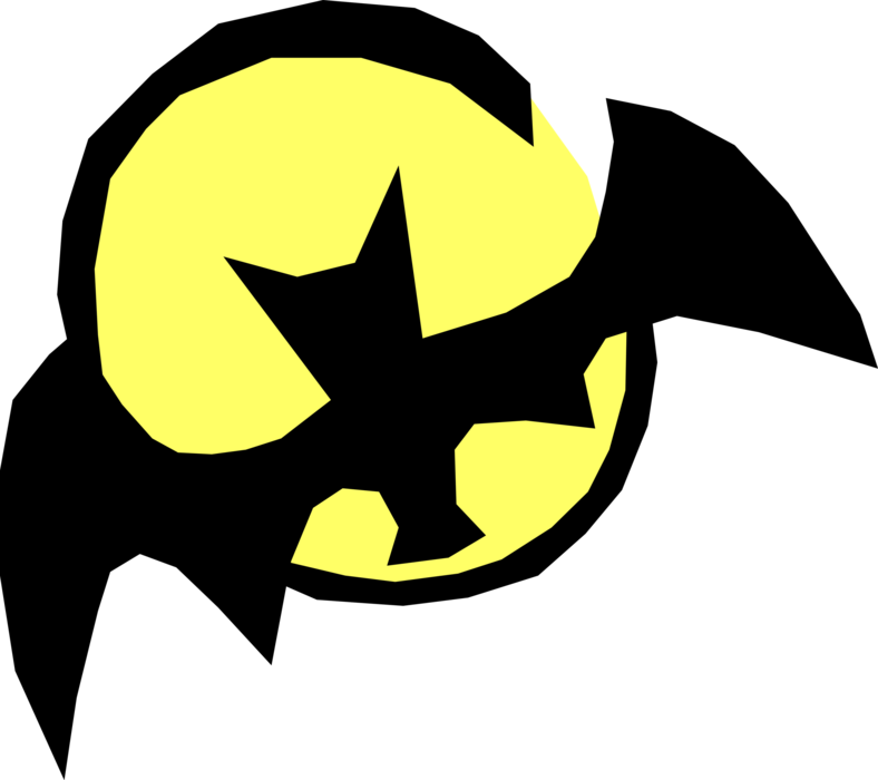 Vector Illustration of Halloween Vampire Bat with Moon