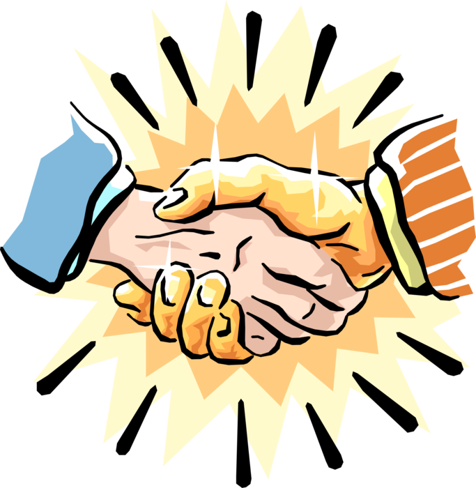 Vector Illustration of The Golden Handshake of Retirement after Long Career in Business