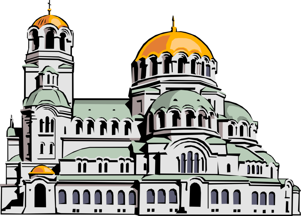 Vector Illustration of Alexander Nevski Church, Sofia, Bulgaria